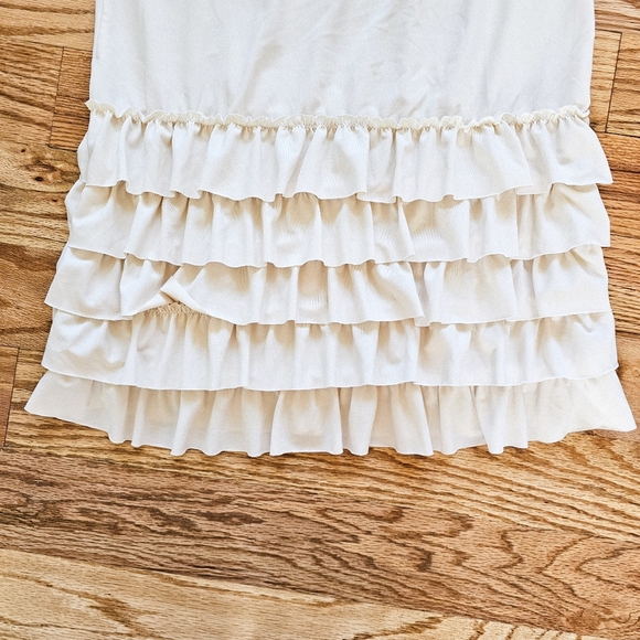 Unbranded Size S/M Cream Ruffle Layering Dress Extender Slip Stretchy Tank - Picture 2 of 3